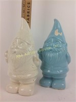 2- 11" ceramic garden gnomes (paint chipped)