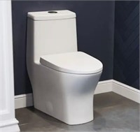 1-Piece Dual Flush Compact Toilet in White