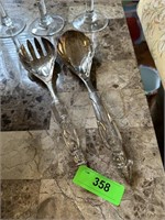 SILVERPLATE SERVING SPOON FORK SET BY WALLACE