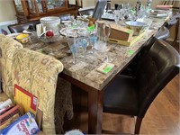 NICE SQUARE BAR HEIGHT TABLE W 4 MATCHED CHAIRS