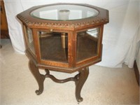 Antique Oak Drum Display Table  26x26x27 inches