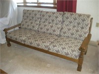Mid Century Modern Oak Sofa  78 inches long