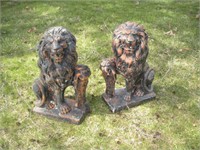 (2) Concrete Lions  20 inches tall