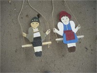 (2) Wood Swinging Porch Decorations 16 inches