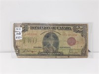 1923 Canada $2 Bill. As Is (corner Missing)