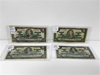 Group Of 4 Canada $1 Bill's