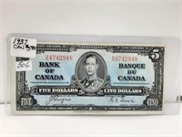 1937 Canada $5 Bill
