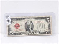 1928 Usa $2 Bill Red Seal