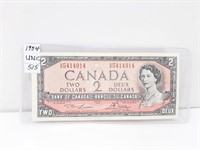 1954 Uncirculated Canada $2 Bill. - Nice Colour
