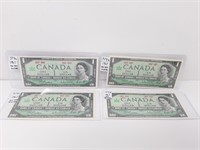 Group Of 4 - 1967 Canada $1 - No Serial. Nos