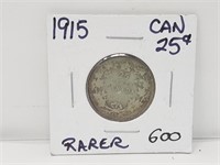 1915 Canada 25 Cent - Harder To Find. Rarer