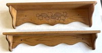 (2) 30 inch wide wooden wall hanging shelves