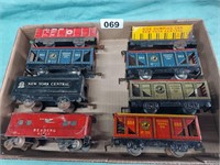Lot of 8 All Tin O Gauge Model Train Cars.