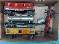 Lot of 4 Lionel O Guage all Tin Model Train Cars