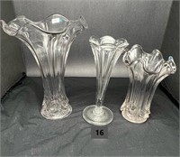 HEISEY VASE ASSTD PATTERNS 3 PC