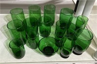 Dark green depression glasses