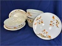 Hall china autumn leaf casserole dishes, bowl,