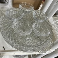 Clear glass serving trays , misc