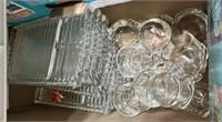 Clear glass snack trays and cups