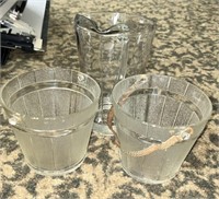 Glass ice buckets and pitcher