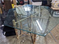 Large Glass Table with Bamboo Frame