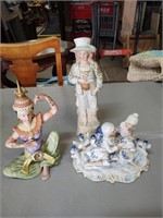 2 Bisque and 1 Porcelain Statue