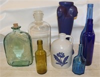 8 Glass Bottles, Vases, Jars & Jug