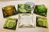 9 Vintage Glass Ashtrays
