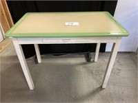 Vintage Enamel Top Table with Drawer 40x25x30