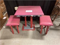 Childs Table and 2 Bench Seats  see des