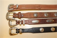 4 Leather Belts, around 30" LONG