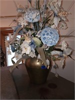 Copper vase w/ faux flowers decor