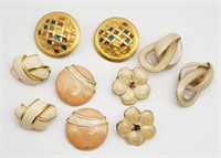 5-PAIRS OF RETRO ENAMEL CLIP ON EARRINGS