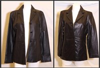 *2 Womens Black Leather Medium Jackets, Button Up;