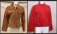 *2 Womens Suede Leather Medium Jackets, Zip up,