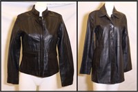 *2 Womens Black Leather Small Jackets, Button Up
