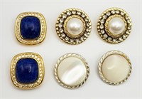 DIOR PAIR OF CLIP ON EARRINGS WITH NAVY BLUE