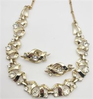 SET! VTG CORO GOLD TONED RHINESTONE NECKLACE