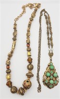 2-VINTAGE GOLD TONED NECKALCES: (1)15 INCH