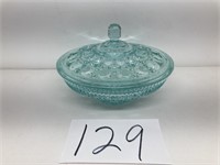 Blue Depression Bowl with Clear Lid