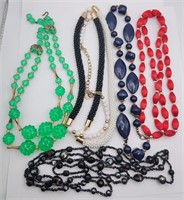 5-VINTAGE BEADED NECKLACES: DIFF LENGTHS/STYLES