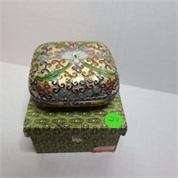 Vintage Chinese Cloisonné Enamel Trinket Box & Box