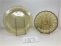 Yellow Depression Plate and Yellow Divided Dish