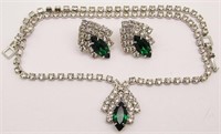 SET! SILVER TONED RHINESTONE NECKLACE WITH