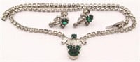SET! VINTAGE SILVER TONED RHINESTONE NECKLACE WITH