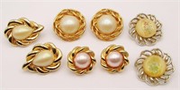 4-VINTAGE GOLD TONED PIERCED/CLIP ON FASHION
