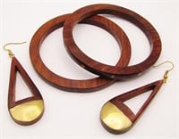 MODERNIST WOODEN JEWELRY SET WITH GOLD