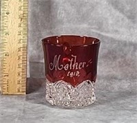 CRANBERRY AND CLEAR CUT SOUVENIR GLASS 1913