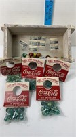 (5) PACKAGES COCA-COLA MARBLES IN WOODEN BOX