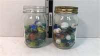 (2) PINT SIZE CANNING JARS W/ MARBLES
